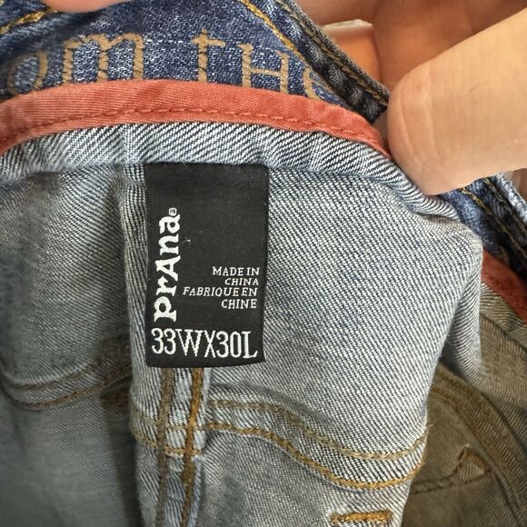 Prana Jeans Mens 33x28 Blue Denim Pockets‎ Outdoor Straight Cotton - Picture 8 of 9